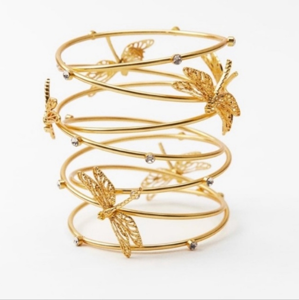 Zara Coil Gold Tone Dragonfly Bracelet - Picture 1 of 2